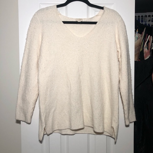 J Crew Wool Blend Cream V-neck Sweater - Picture 4 of 6